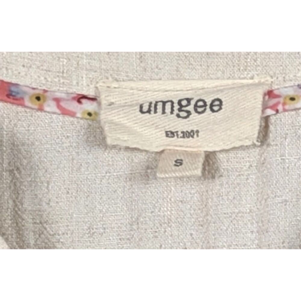 UMGEE Peasant Babydoll Dress Ecru Boho Shabby Cottage Linen-Blend Summer Small - Picture 6 of 7